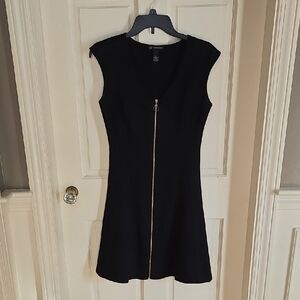 INC International Concepts Black Mini Dress with Gold Accent Zipper